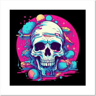 Psychedelic Melting Skull LSD Posters and Art